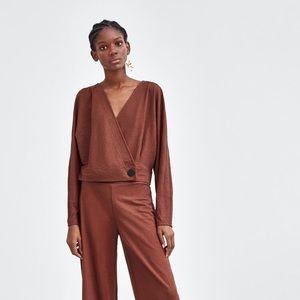NWT | Zara Cross Front Top With Button